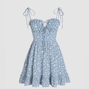 Ditsy Floral Tie Shoulder Mini Dress Cider